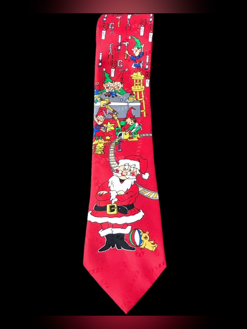 Hallmark Santa Claus Toy Workshop Necktie Tie Christmas Kitsch Whimsical Twee